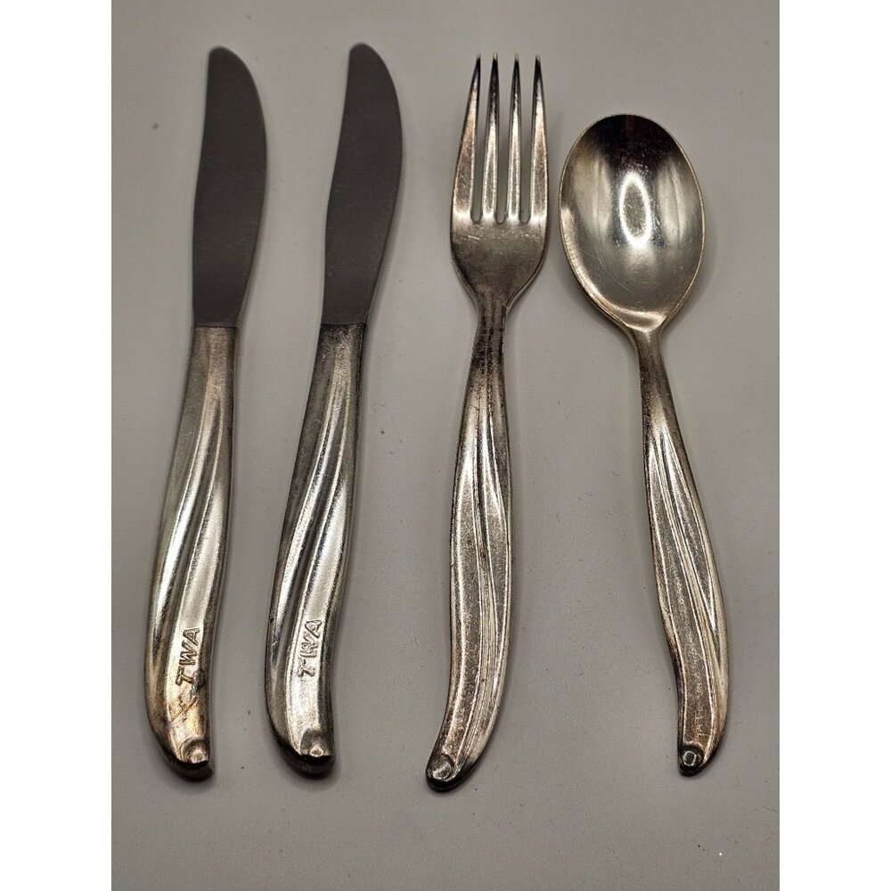 Vintage TWA Trans World Airlines In-Flight Flatware Set Of 4 International Silve - Picture 2 of 10